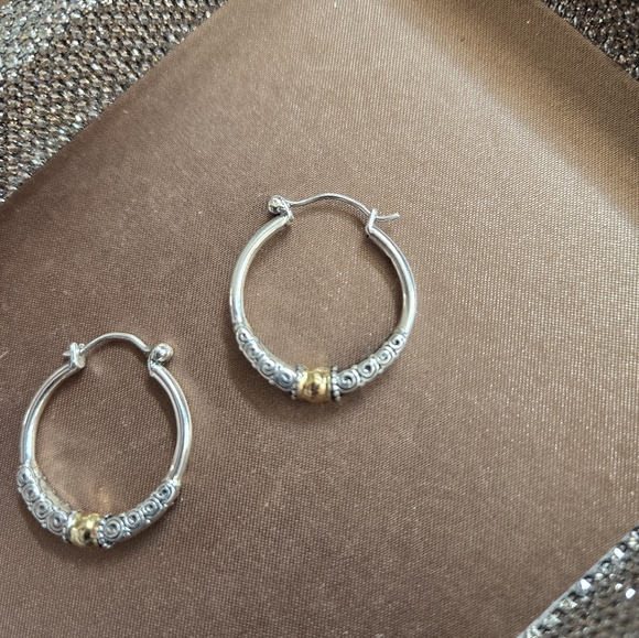 Robert Manse Two Tone Hoop Earrings - Picture 5 of 9